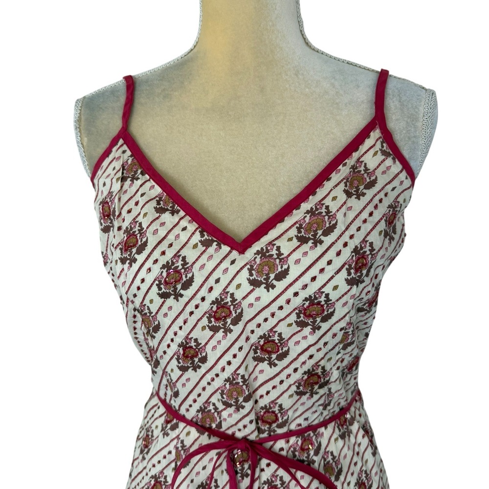 Anthropologie Plenty Dress Women Size 4 White Boho Sundress Beaded Straps Cotton - Picture 3 of 9